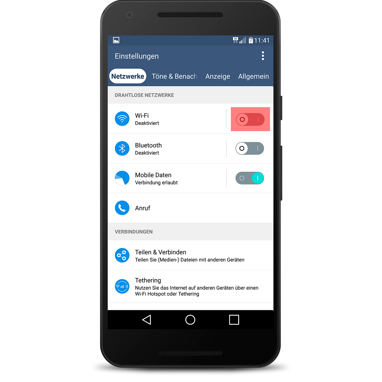 Option 1 - WLAN erst deaktivieren und dann erneut aktivieren