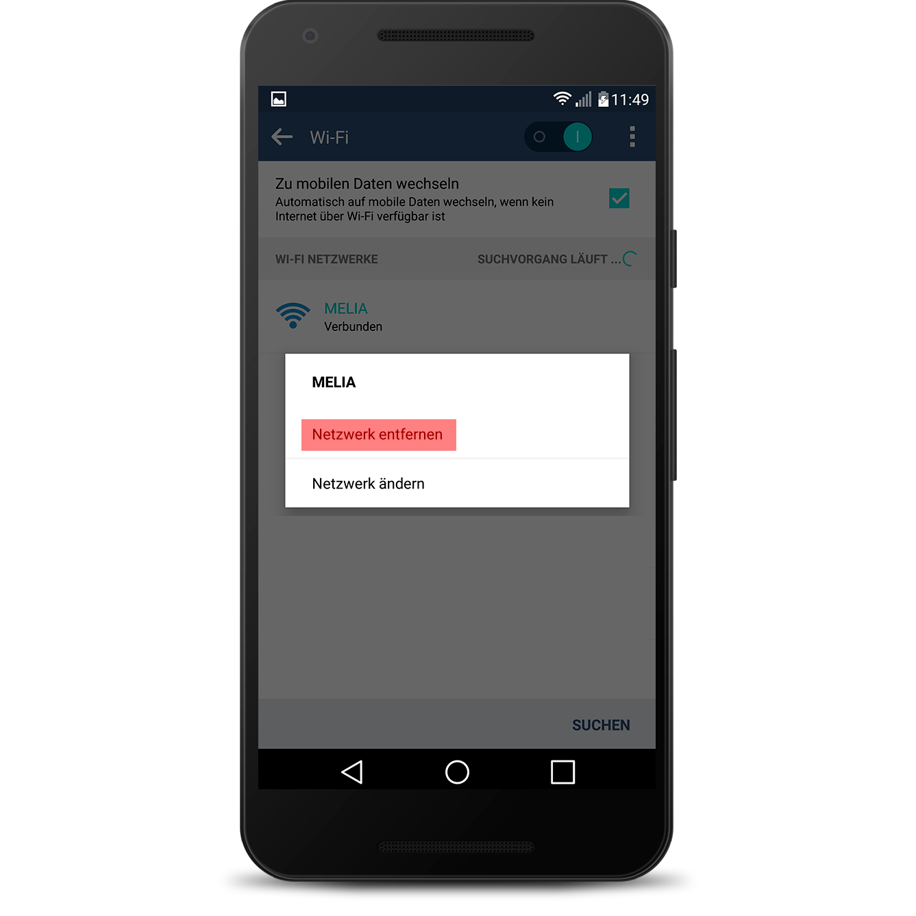 Option 2 - Netzwerk löschen, um die Parameter neu zu definieren