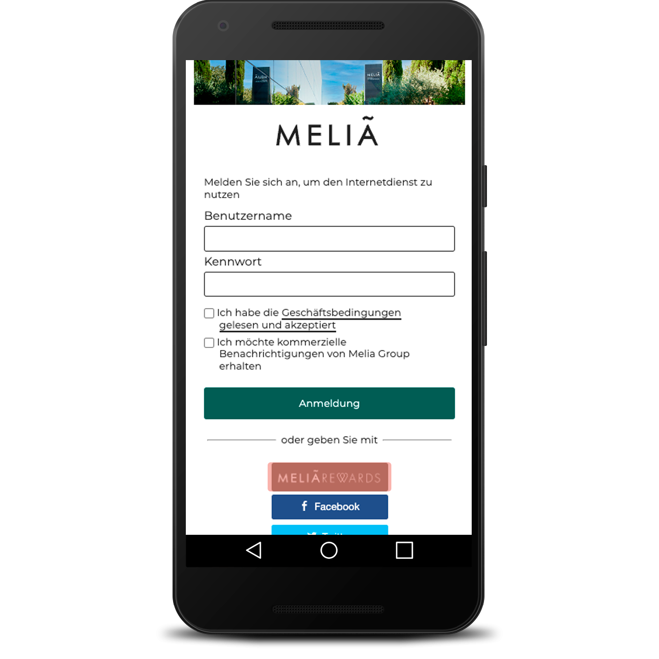Zugang über meliá rewards