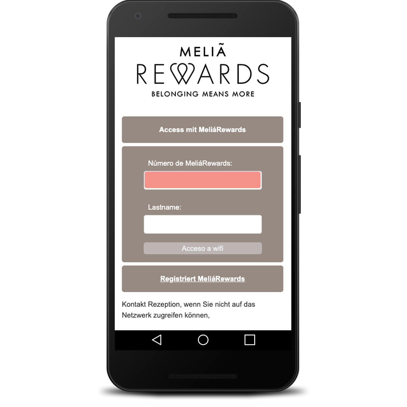 Zugang über meliá rewards
