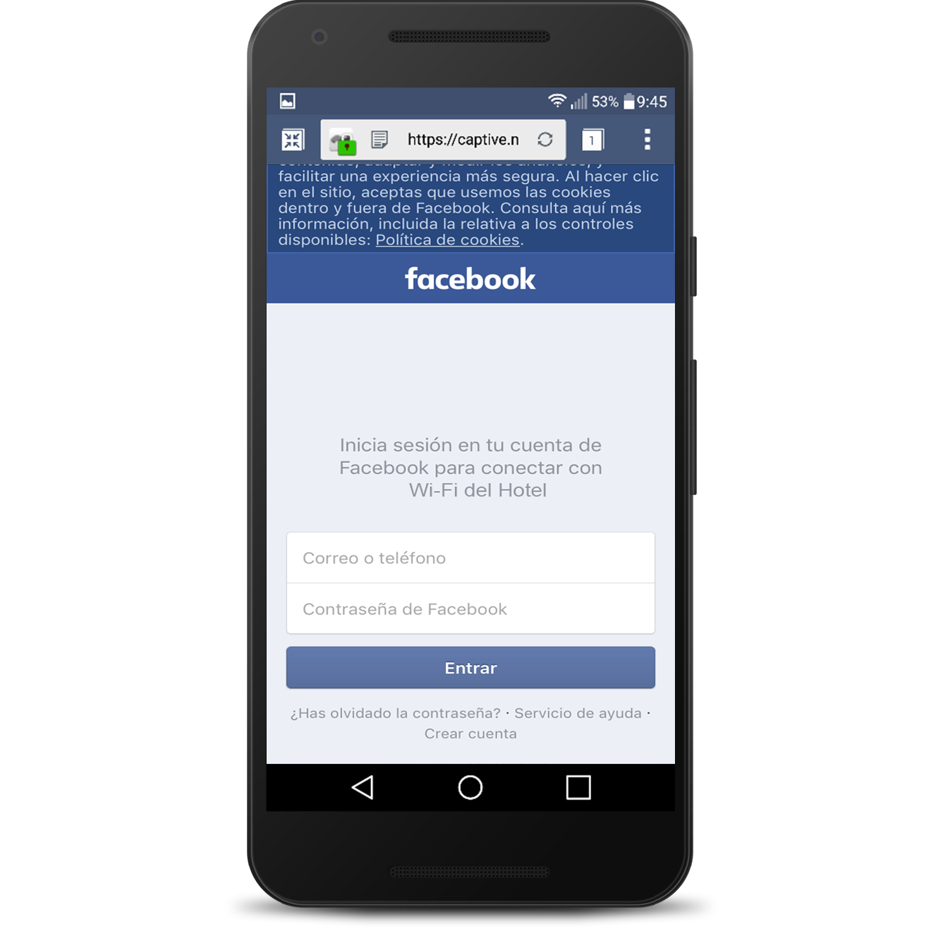 Registro mediante Facebook