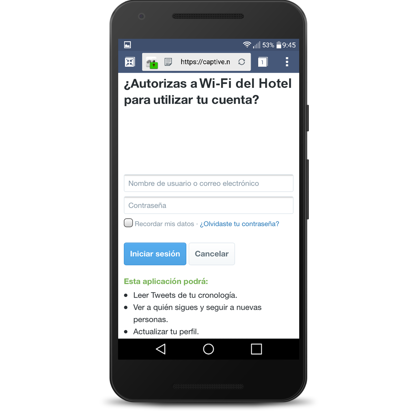 Registrazione con Twitter