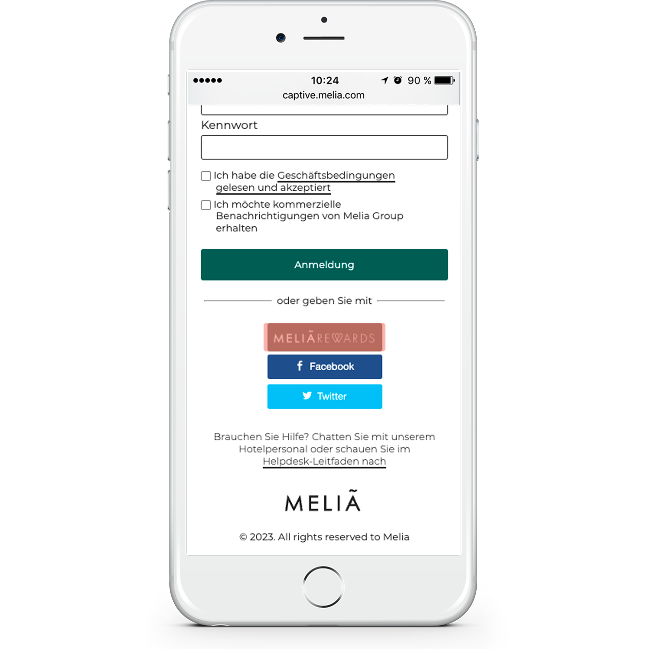 Zugang über meliá rewards