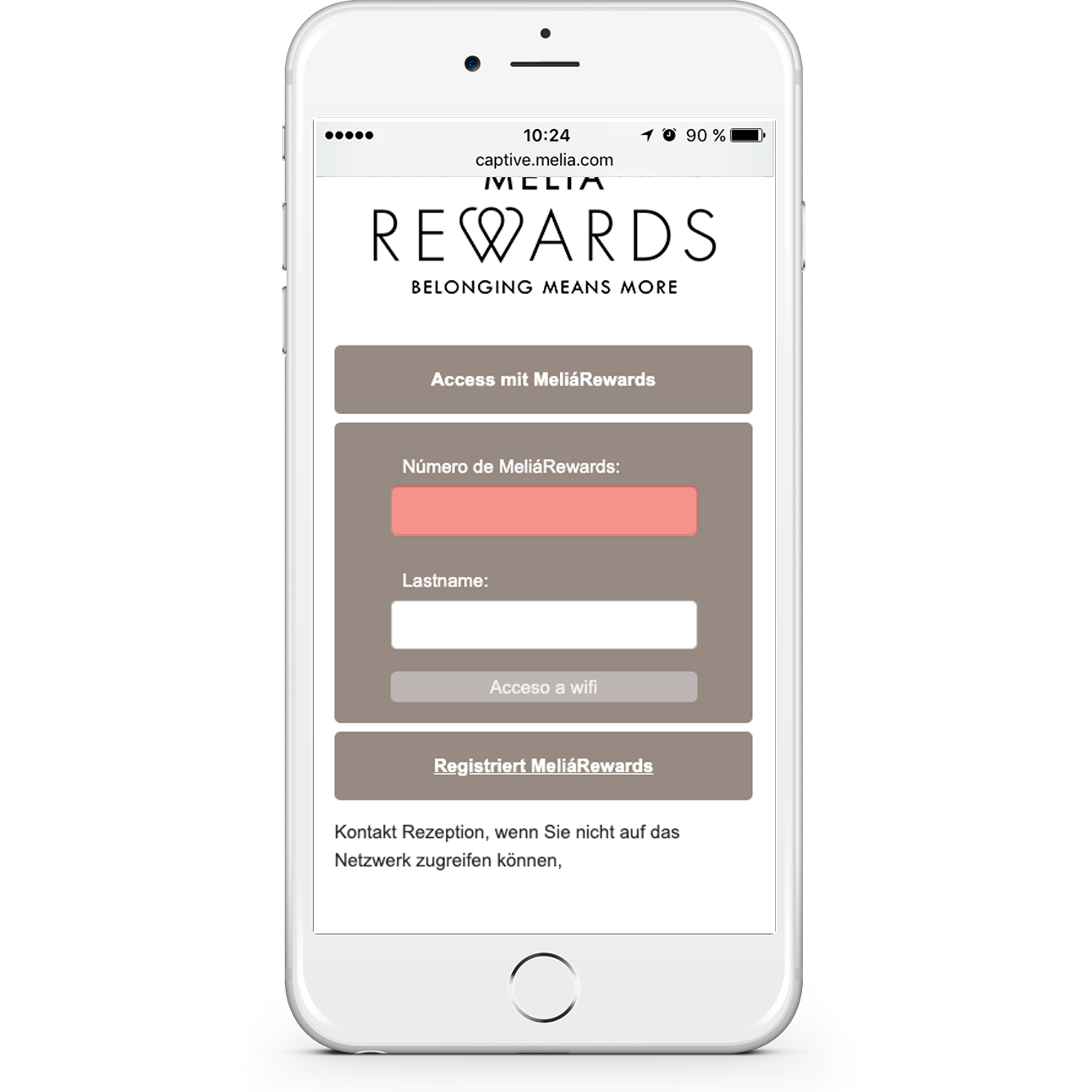 Zugang über meliá rewards