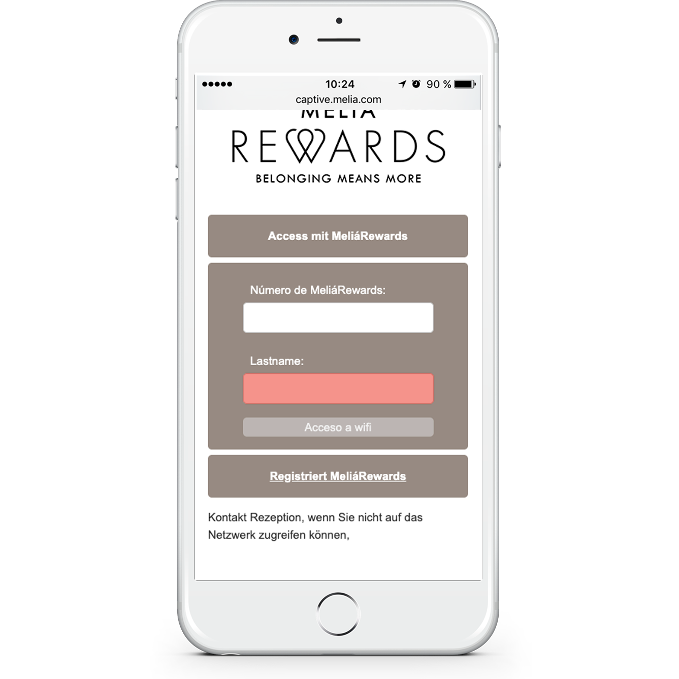 Zugang über meliá rewards