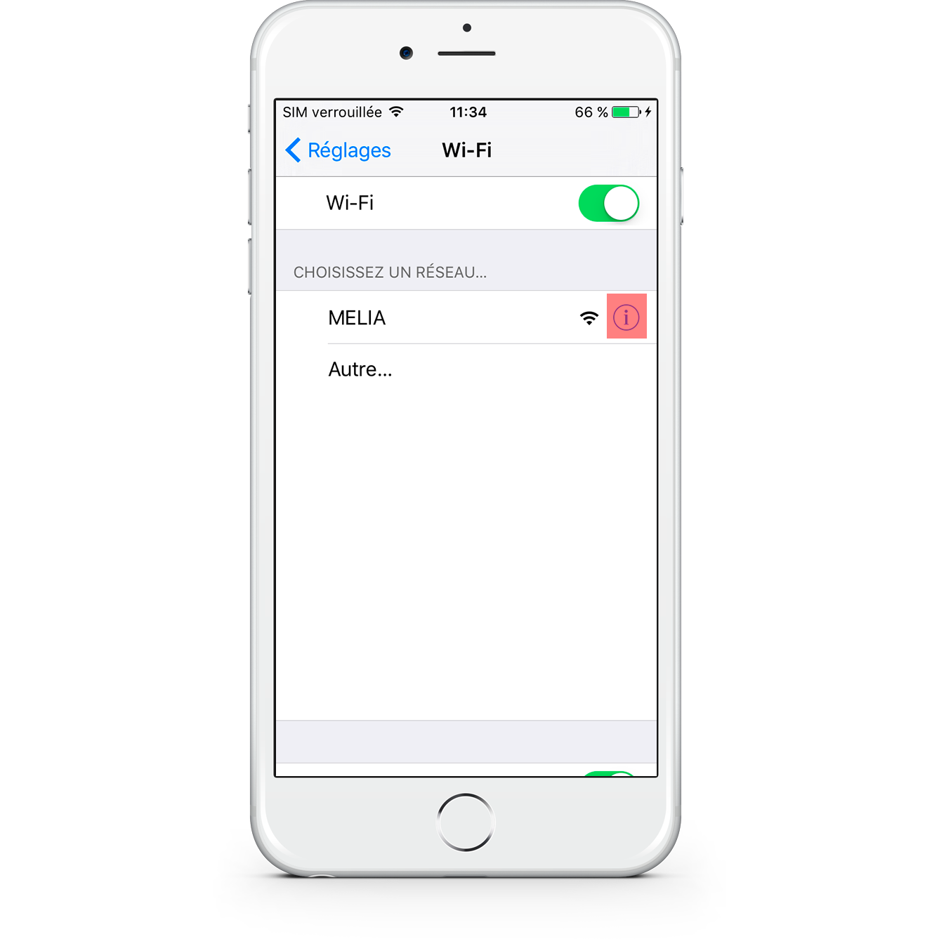 Option 2.- Oublier réseau pour reprendre les paramètres
