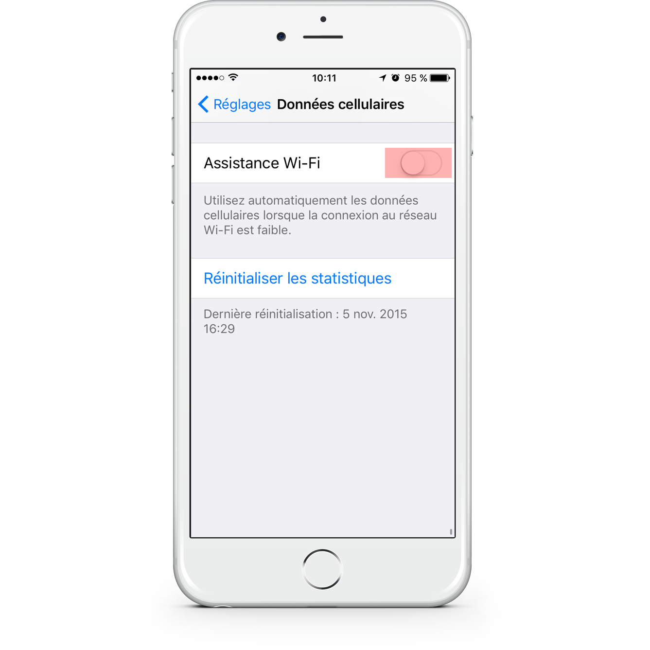 Option 4 - Désactiver l`interrupteur vers les réseaux mobiles